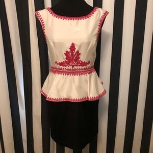 Pearl by Georgina Chapman Embroidered Peplum Dress